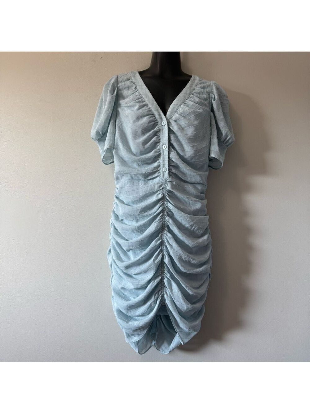 Urban Revivo Elegant Light Blue Ruched Mini Dress size 8